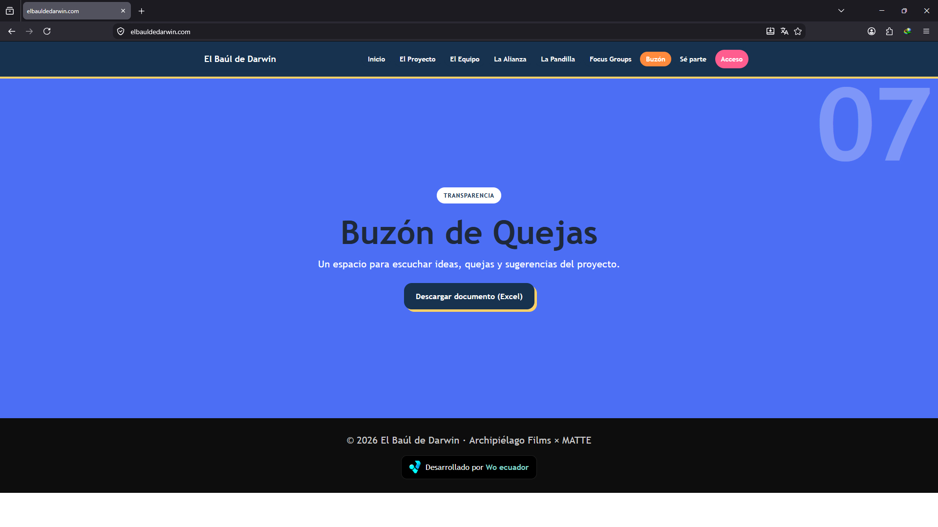 Página pública del Buzón de Quejas