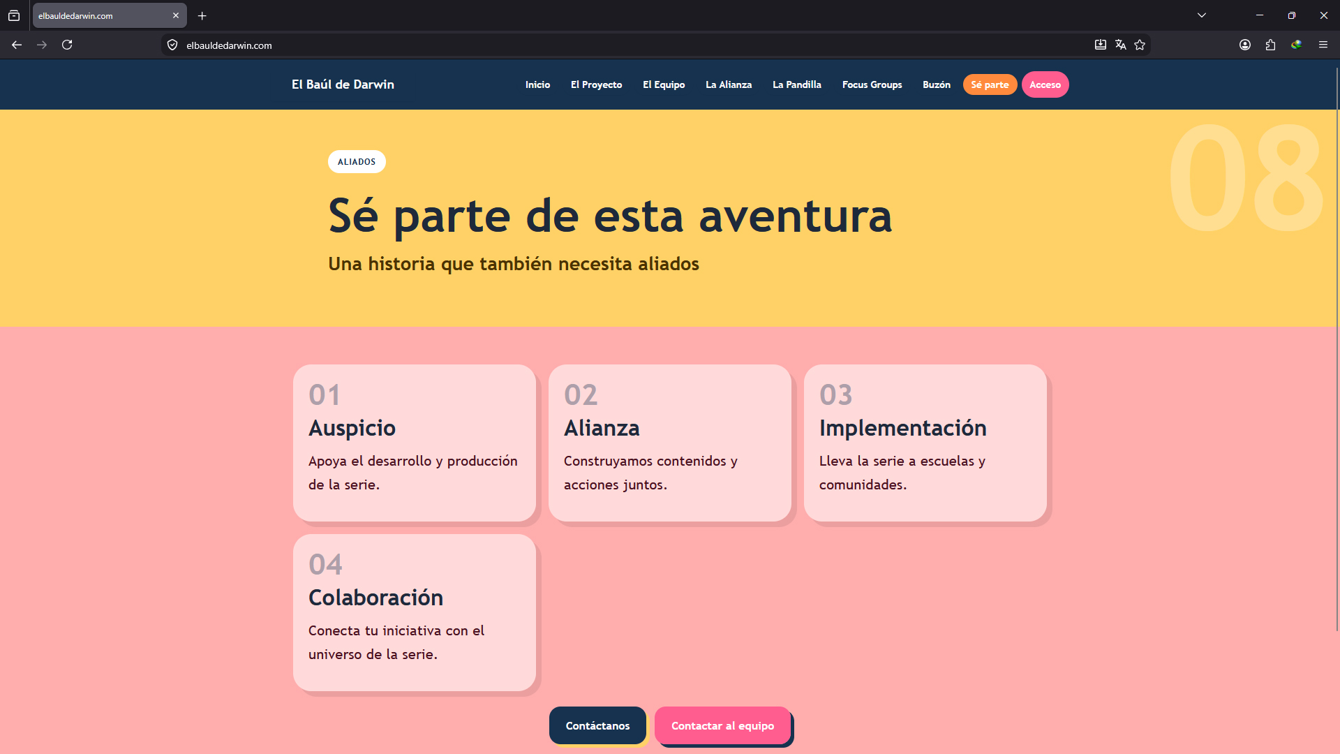 Página Sé parte de esta aventura